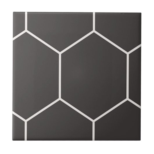 Hexagon Pattern Black Ceramic Tile Tegeltje (Voorkant)