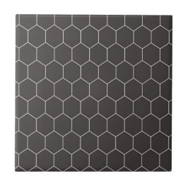 Hexagon Pattern Black Tegeltje