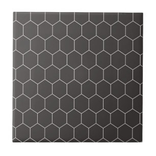 Hexagon Pattern Black Tegeltje