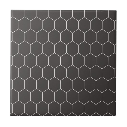 Hexagon Pattern Black Tegeltje (Voorkant)
