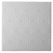 Hexagon Pattern Grey and White Modern Ceramic Tile Tegeltje (Voorkant)