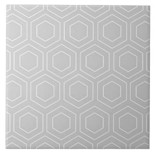 Hexagon Pattern Grey and White Modern Ceramic Tile Tegeltje