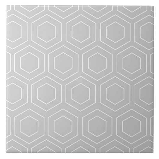 Hexagon Pattern Grey and White Modern Ceramic Tile Tegeltje (Voorkant)