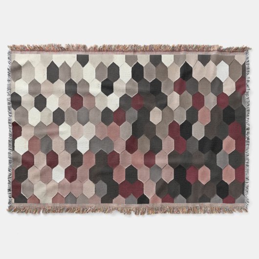 Hexagon Pattern in Grey and Burgundy Autumn Colors Deken (Voorkant)
