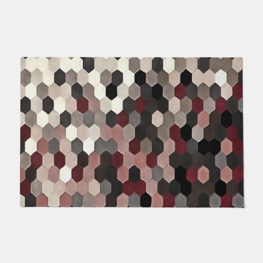 Hexagon Pattern in Grey and Burgundy Autumn Colors Deurmat (Voorkant)