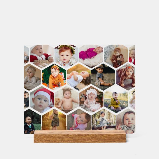 Hexagon Photo Collage Acryl Bord (Voorkant)