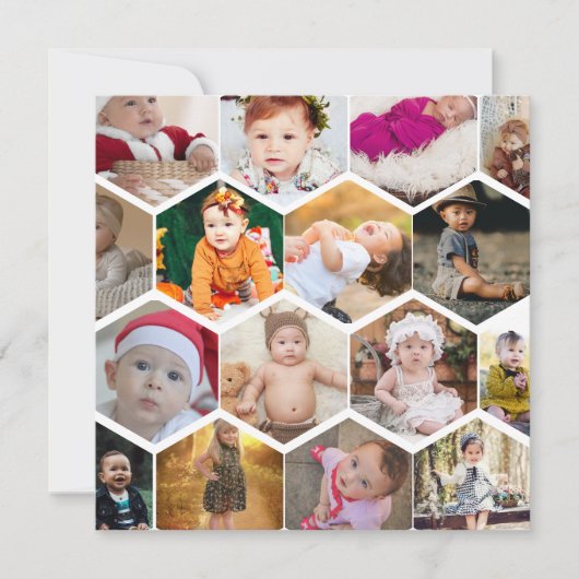 Hexagon Photo Collage Bedankkaart (Voorkant)