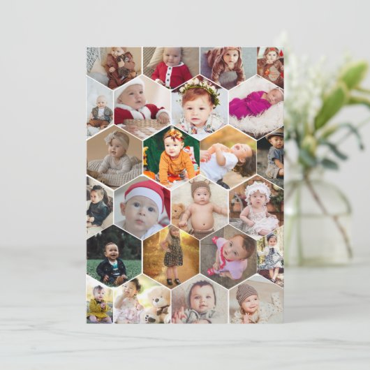 Hexagon Photo Collage Bedankkaart (Staand voorkant)