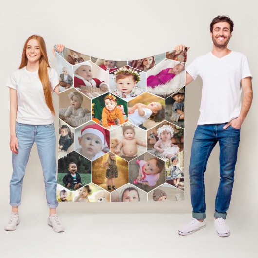 Hexagon Photo Collage Fleece Deken (In situ)