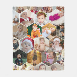 Hexagon Photo Collage Fleece Deken