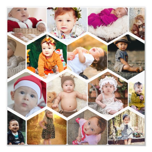 Hexagon Photo Collage Foto Afdruk (Voorkant)