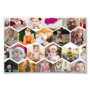Hexagon Photo Collage Foto Afdruk