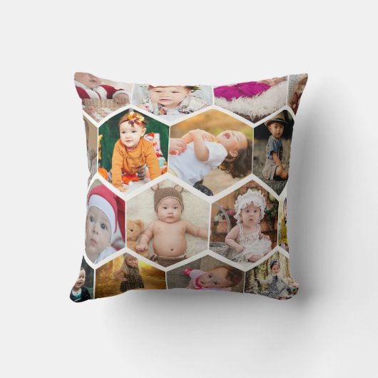 Hexagon Photo Collage Kussen (Achterkant)