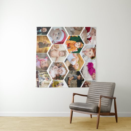 Hexagon Photo Collage Wandkleed (In Situ (horizontaal))