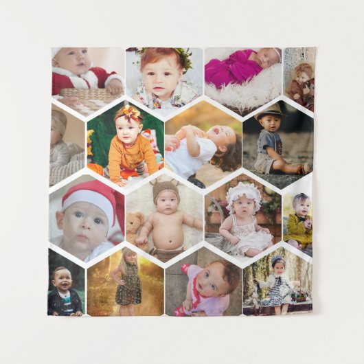 Hexagon Photo Collage Wandkleed (Voorkant)