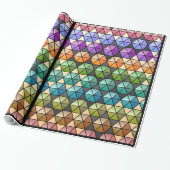 Hexagon Quilt (Warm Rainbow) v2 Cadeaupapier (Uitgerold)