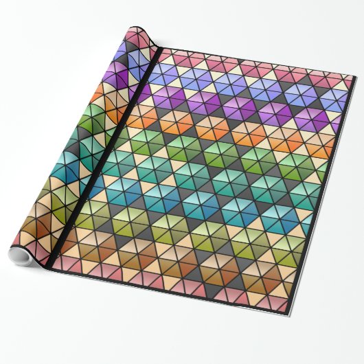 Hexagon Quilt (Warm Rainbow) v2 Cadeaupapier (Uitgerold)