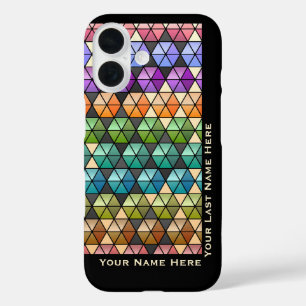 Hexagon Quilt Warme Regenboog (gepersonaliseerd) iPhone 16 Hoesje