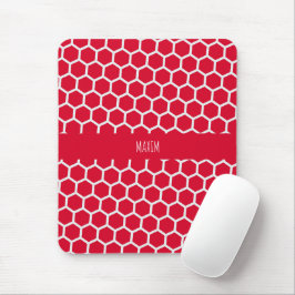 Hexagon Rood Wit Minimaal Patroon Muismat
