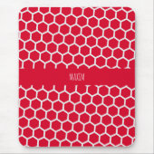 Hexagon Rood Wit Minimaal Patroon Muismat (Voorkant)