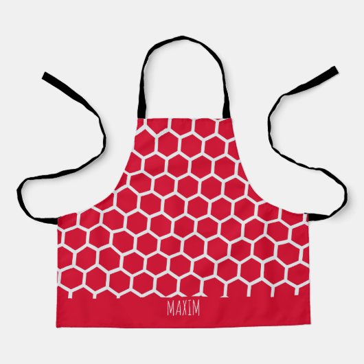 Hexagon Rood Wit Minimaal Patroon Schort (Voorkant)