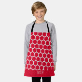 Hexagon Rood Wit Minimaal Patroon Schort (Gedragen)