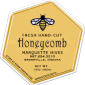 Hexagon Shaped Yellow Honeycomb Label met Bijen