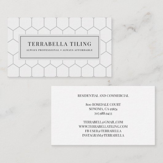 Hexagon Tegel Patroon slepen Visitekaartje (Voorkant / Achterkant)