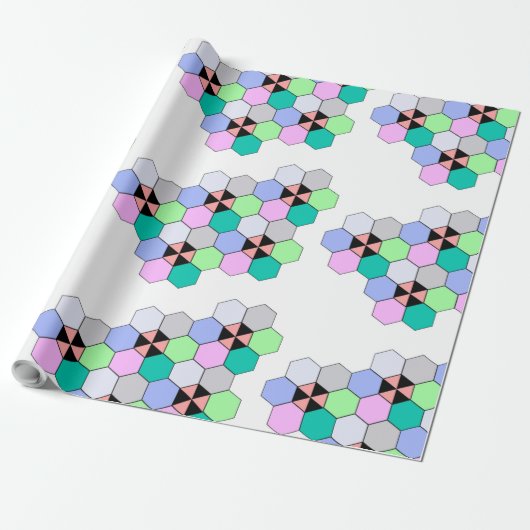 HEXAGON-VORMEN CADEAUPAPIER (Uitgerold)