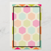 Hexagon-vormen in het  kleurenpatroon briefpapier (Voorkant / Achterkant)
