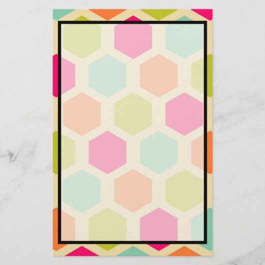 Hexagon-vormen in het  kleurenpatroon briefpapier (Voorkant)