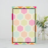 Hexagon-vormen in het  kleurenpatroon briefpapier (Staand voorkant)