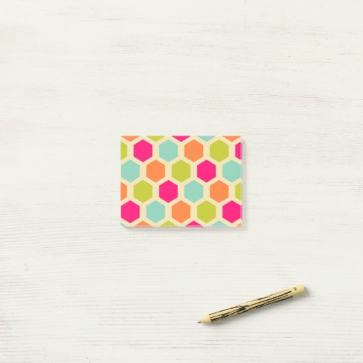 Hexagon-vormen in het  kleurenpatroon post-it® notes (Op bureau)
