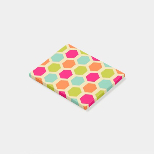 Hexagon-vormen in het  kleurenpatroon post-it® notes (Schuin)