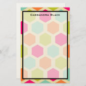 Hexagon-vormen in  kleurenpatroon briefpapier (Voorkant / Achterkant)