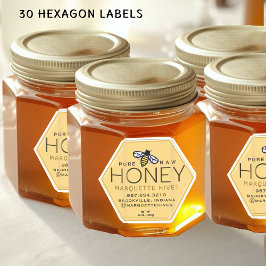 Hexagon-vormige Honing Label met Yellow Bee