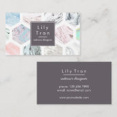 Hexagon Waterverf Marmeren Visitekaartje (Voorkant / Achterkant)