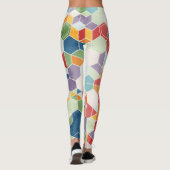 Hexagon Waterverf, Willekeurig Mozaïek. Leggings (Achterkant)