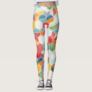 Hexagon Waterverf, Willekeurig Mozaïek. Leggings