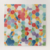 Hexagon Waterverf, Willekeurig Mozaïek. Legpuzzel (Horizontaal)