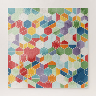 Hexagon Waterverf, Willekeurig Mozaïek. Legpuzzel