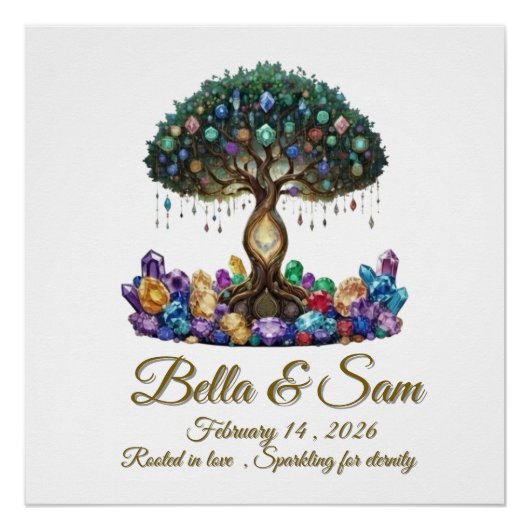 Hexagon wedding invitation coaster perfect poster (Voorkant)
