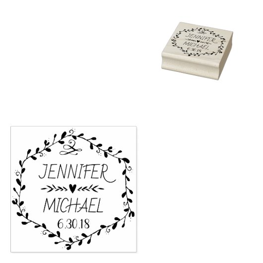 Hexagon Wijnkrans Trouwstempel Rubberstempel (Gestempeld)