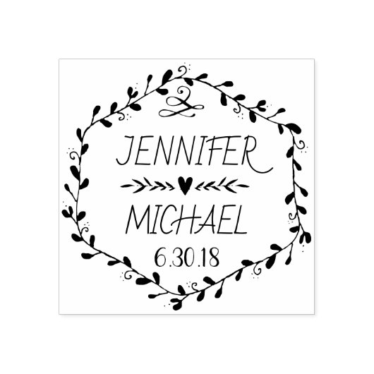 Hexagon Wijnkrans Trouwstempel Rubberstempel (Afrduk)