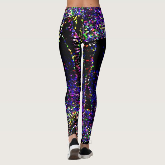 Hexagon Zebra print Leggings op zwart (Achterkant)