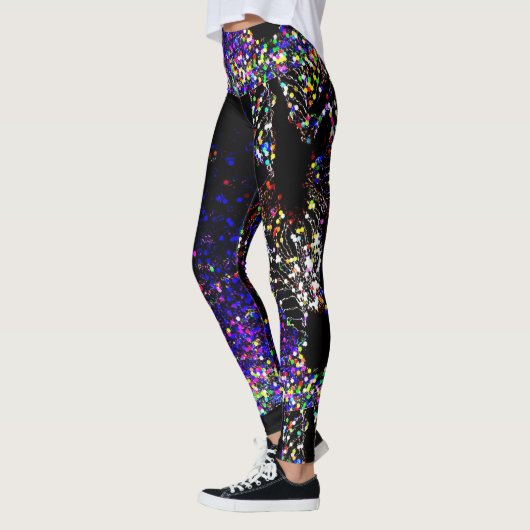 Hexagon Zebra print Leggings op zwart (Links)