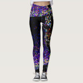 Hexagon Zebra print Leggings op zwart (Voorkant)