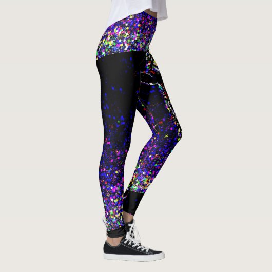 Hexagon Zebra print Leggings op zwart (Rechts)