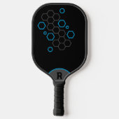 Hexagon Zwart Grijs Blauw Gepersonaliseerd Pickleball Paddle (Achterkant)