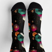 Hexagonaal Abstract in smaragd, Sinaasappel op zwa Sokken (Top)